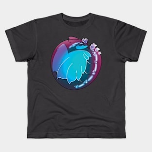 Curled Dragon Blue Raspberry :: Dragons and Dinosaurs Kids T-Shirt